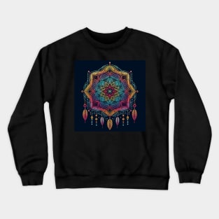 Psychedelic looking abstract illustration of a dreamcatcher Crewneck Sweatshirt